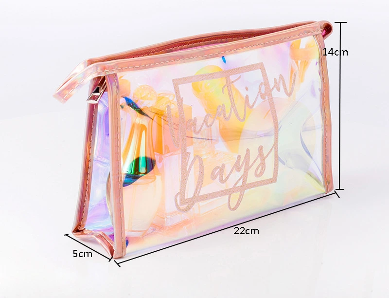 New Fashion Waterproof PVC Organizer Pouch Ladies Holographic Purse Jelly Cosmetic Makeup Bag Ziplock