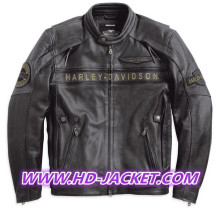 Harley-Davidson? Mens Spencer Reflective Distressed Black Leather Jacket.