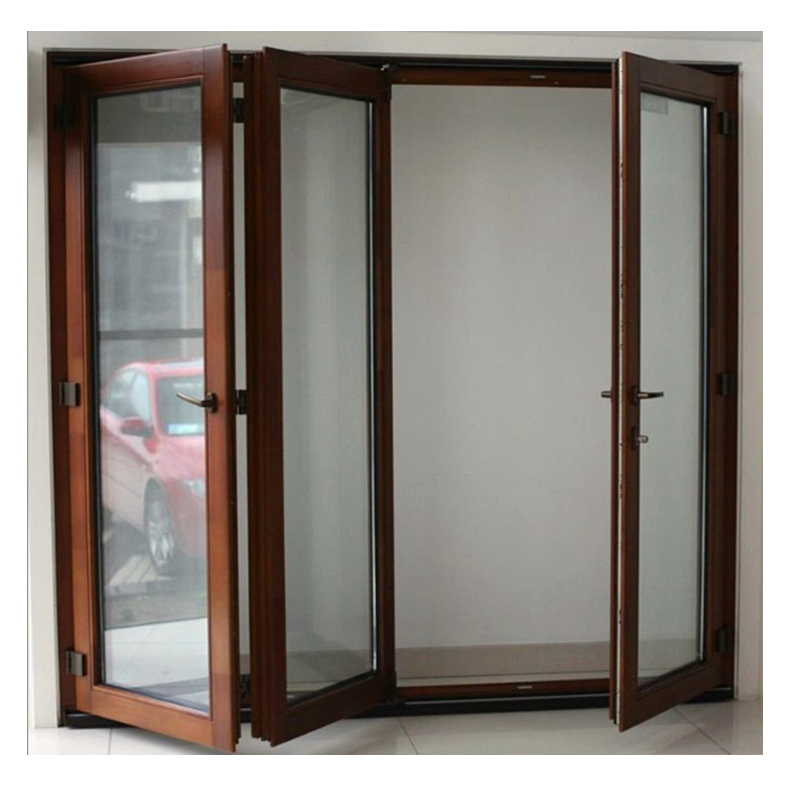 European modern design soundproof double laminated tempered glass aluminum bifold doors