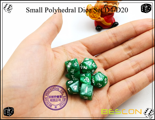 Kleiner polyedrischer Würfelsatz D4-D20-2 Small Polyhedral Dice Set D4-D20-2