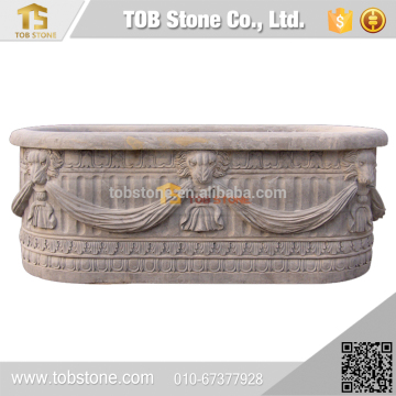 Family natural solid surface stone bathtub