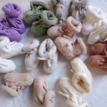 Customized 100% Cotton Soft Warm Spring Infant Baby Knit Booties
