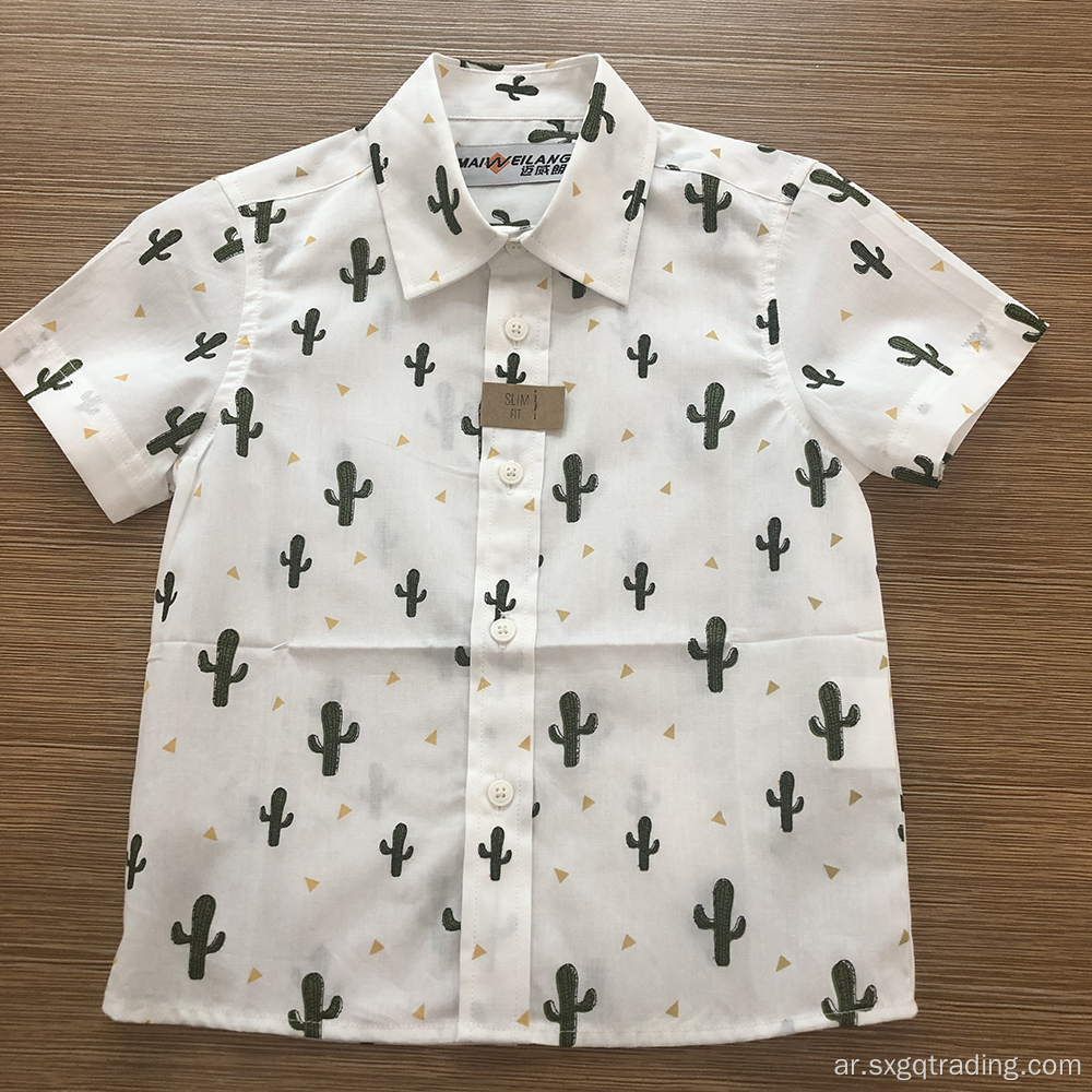 قميص أطفال بأكمام قصيرة من القطن 100٪ بطبعة كاملة من Cactus