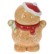 Ceramic Gingerbread Man Cookie Jar - Novelty Decor Figurine for Kitchen Canisters and Farmhouse Storage