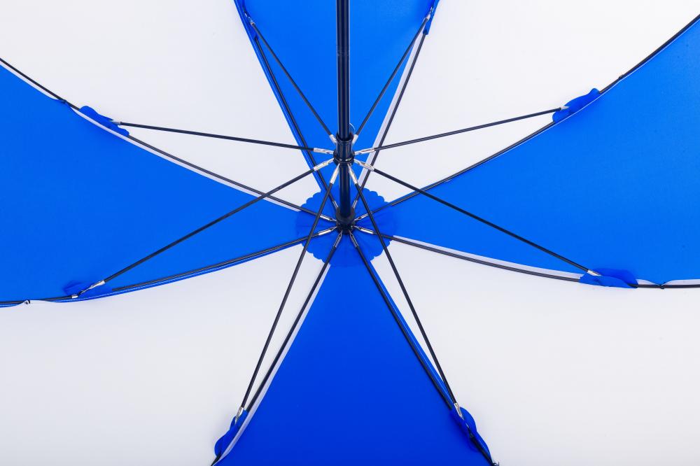 Blue and white golf umbrella