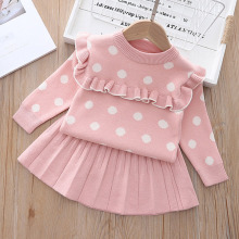 Two piece pleated skirt for girls' lace knitwear in autumn and winter