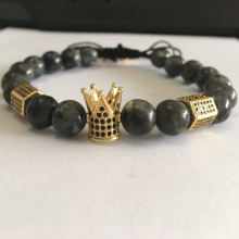 gold crown bracelet natural stone labradorite bead custom woven bead bracelet jewelry