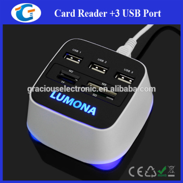 LED Lighting USB Hub Card Reader Port Hub USB Ports