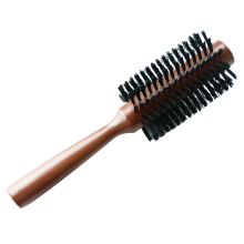 Professional Hair Styling Brush: High-Quality Wooden Round Rolling Brush with Boar Bristles for Smooth Straightening