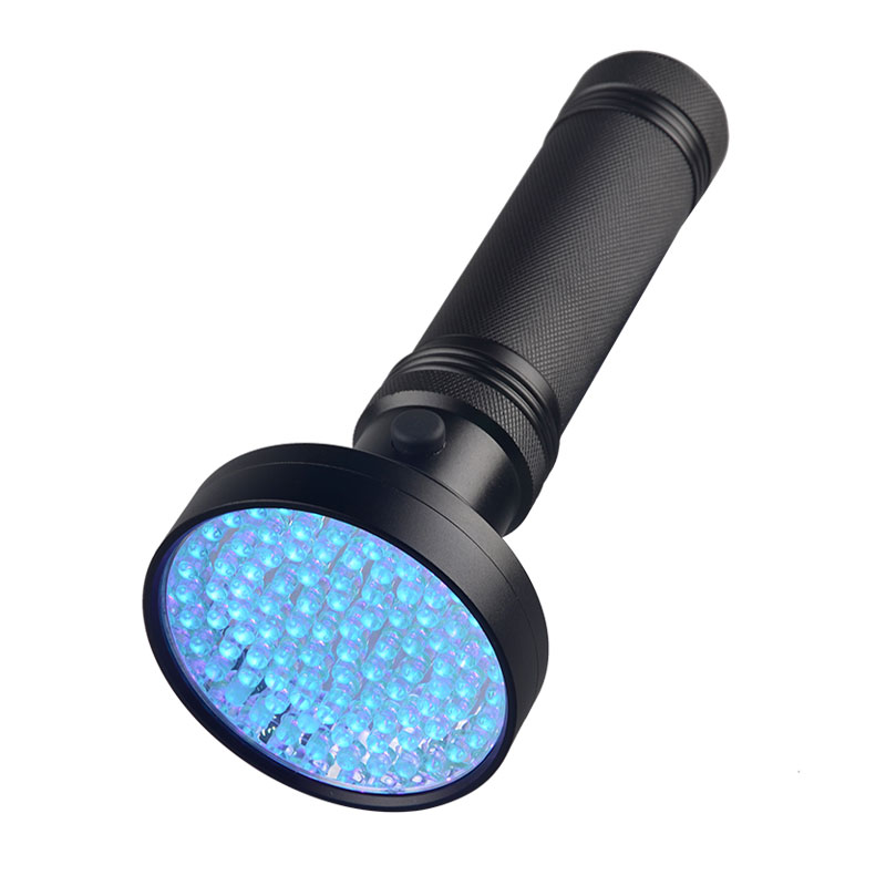 395NM100 LED 6 AA แบตเตอรี่ใช้ไฟฉายสีม่วง UV ที่ใช้พลังงานสำหรับการตรวจสอบธนบัตรการเรืองแสงการตรวจจับการป้องกันการปลอมแปลง