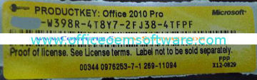 Office 2010 Professinal Plus Activation Windows Product Key Sticker Label