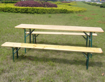 Outdoor folding wooden beer table and bench set