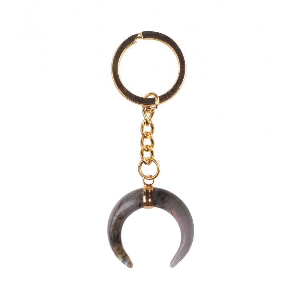 Gemstone buey bocino colgante llaves de cuarzo de cuarzo de cristal amatista cadena de oro chapada llave anillo de piedra natural para hombres mujeres
