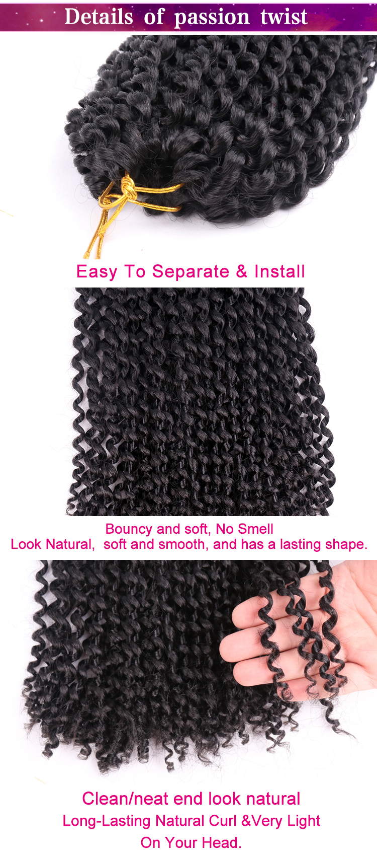 Synthetic Hair Extension Pre Twisted Pretwisted Passion Twist 24 Inch Water Wave Crochet Braids Passion Twist Hair