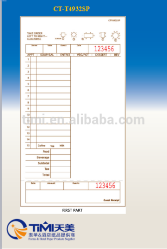 CT-T4932SP GuestCheck, server pad ,order pad , waiter pad