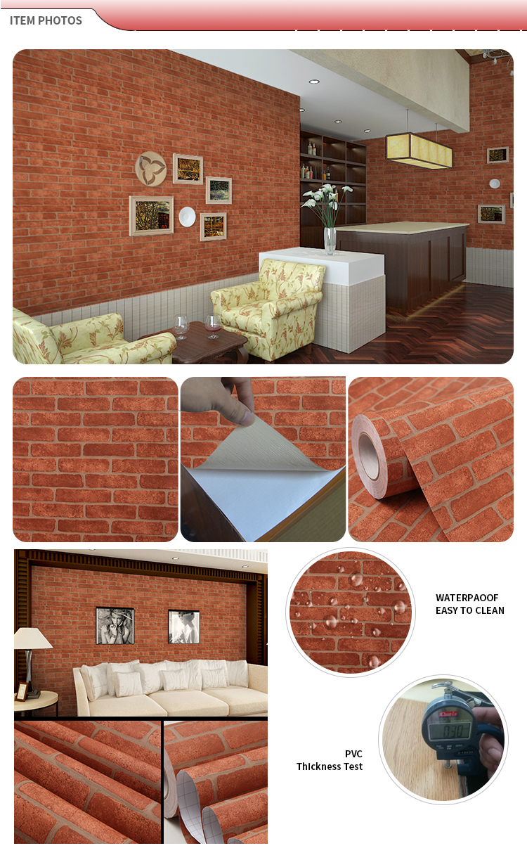 Wholesale custom waterproof self adhesive 3D wall paper roll for home decor 1.22*50m