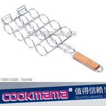 chrome plated corn basket with wood handle