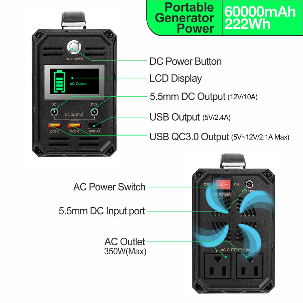 300w Watt Lifepo4 Lithium Ion Rechargeable Battery 220v Mini Solar Generator Laptop Portable Power Station3