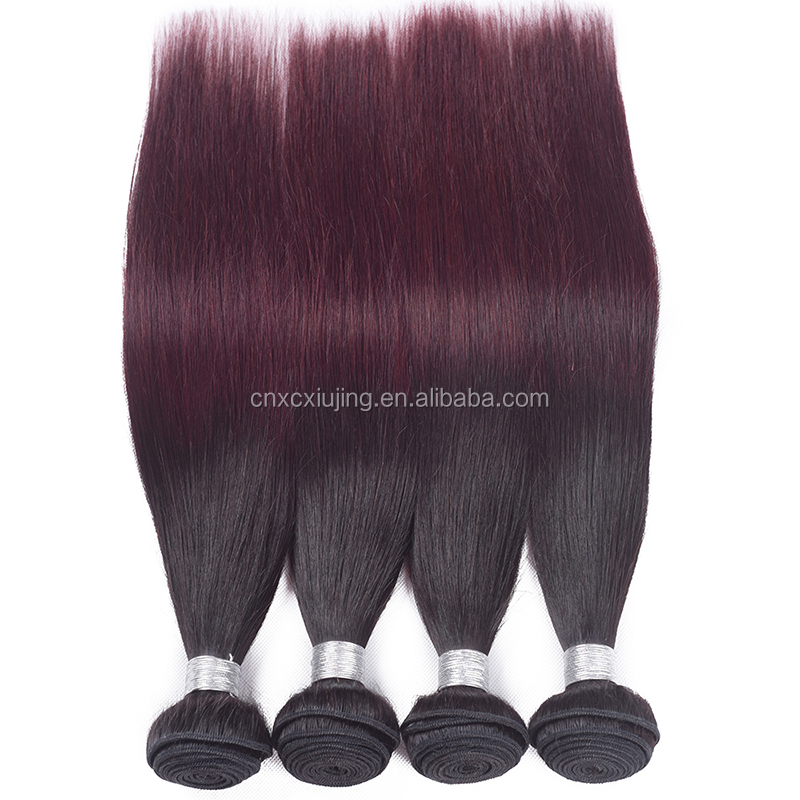 8A grade  color ombre 99j hair weave red braiding hair piece, human hair weave bundles