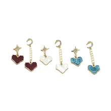 Star Moon Retro Love Pendientes de colgante multicolor