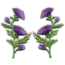 Lavender Carnation Flowers Embroidered Appliques Patches