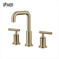 3 Hole Faucet Brushed Gold Lavatory Waterfall 3 Hole Basin Faucet Supplier