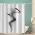 Woman's Shadow Waterproof Shower Curtain Unique Black and White Bathroom Decor