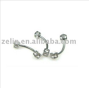 Stainless steel dice eyebrow banana body jewelry