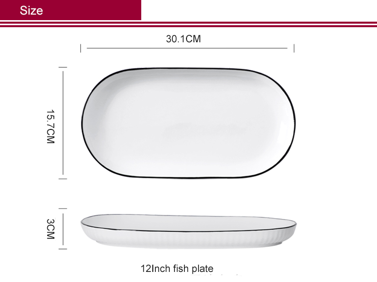 European Style Oval Plates Strengthened Porcelain 12 Inch Fish Plates Oven And Microwave Available Plates