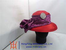 Customized Ladies Church Hats Polyester Satin Ribbon Hats Wholesale