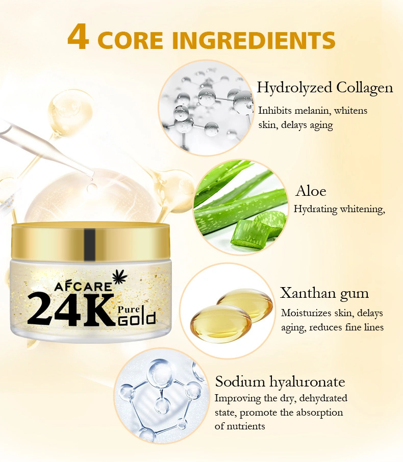 OEM Face Bright Day Night Cream 24K Gold Collagen Face Cream for Firming Skin Lightening