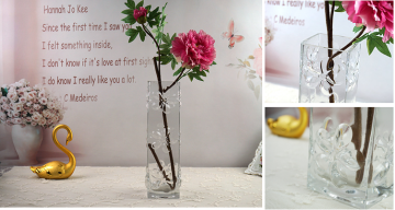 plum flower square glass vase