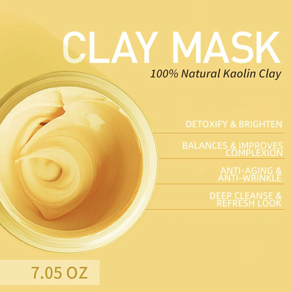 Private Label Natural Calcium Bentonite Deep Cleansing Face Mask Brightening Hydrating Skin Turmeric Powder Clay Facial Mask