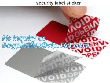 Laser holographic plastic sticker and phone call security label hologram adhesive stickers, torn invalid security label sticker