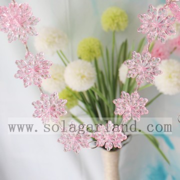 Decoración del árbol de la mesa de la boda de la guirnalda del grano del copo de nieve rosado grande de los 38MM