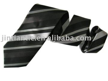 Designer woven polyester black necktie