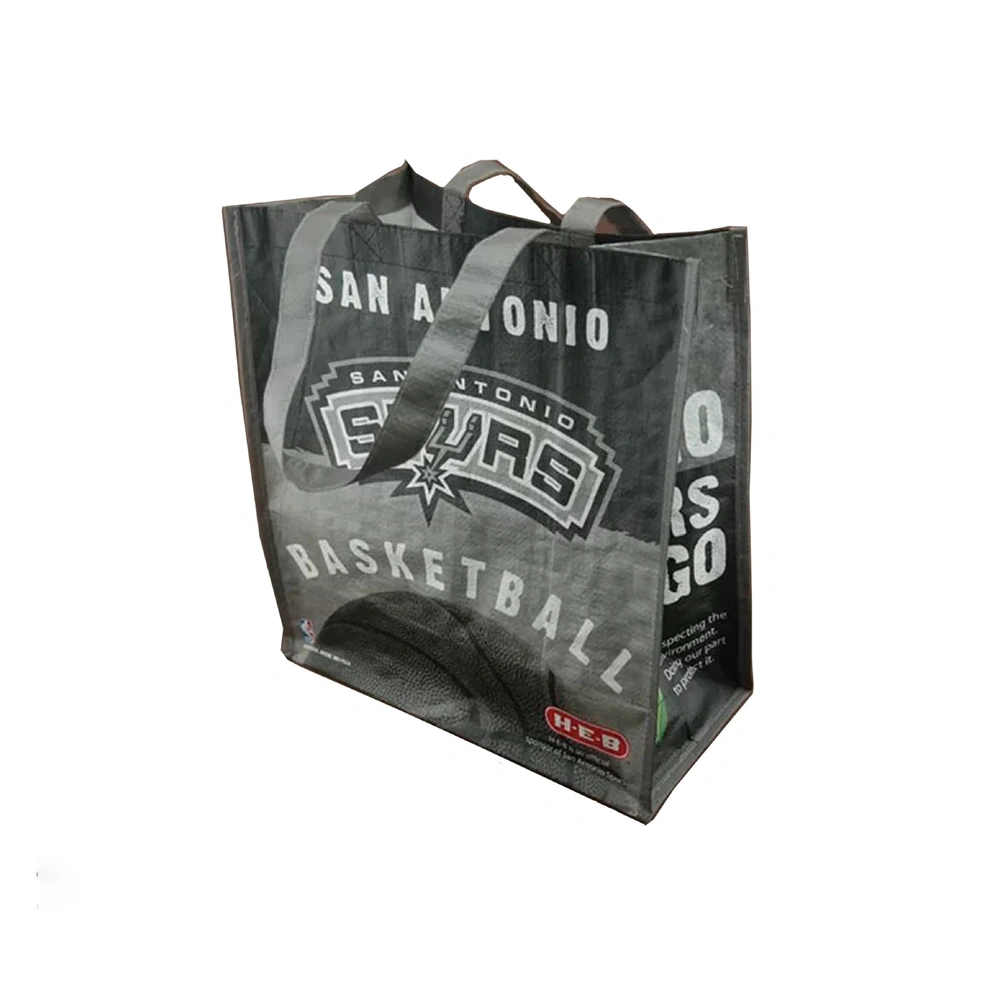 Gots Oeko-Tex 100 Eco-Friendly Long Nylon/Polyester Handle Cmyk Printing Cheap Promotional Shopping Woven Bag with Lamination