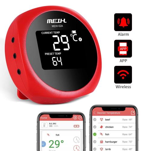 digital omedelbar Bluetooth-kötttermometer svartljus