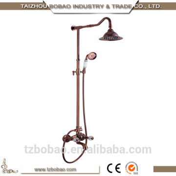 China Most Popular Double Handles Antique Brass Rain Shower Sets Thermostatic Rain Shower Sets Vintage Bathroom Shower Sets