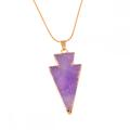 Natural Amethyst Arrow Pendant Plated 18K Gold