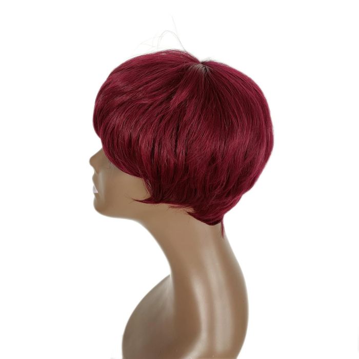 Short Pixie Cut Straight Hair Purple color Wig Peruvian Human Hair Wigs For Black Women 150% Glueless Machine Made Wig