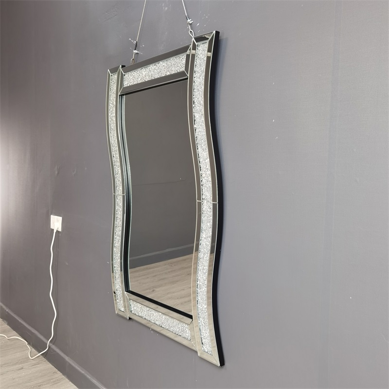 Clear Mirror and Crytal Diamond Wave Hanging Mirror