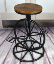 Bicycle wheel adjustable bar stool,vintage iron chair