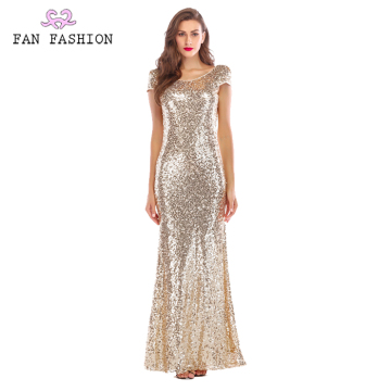 Light Gold Full Sequin Everning Dress