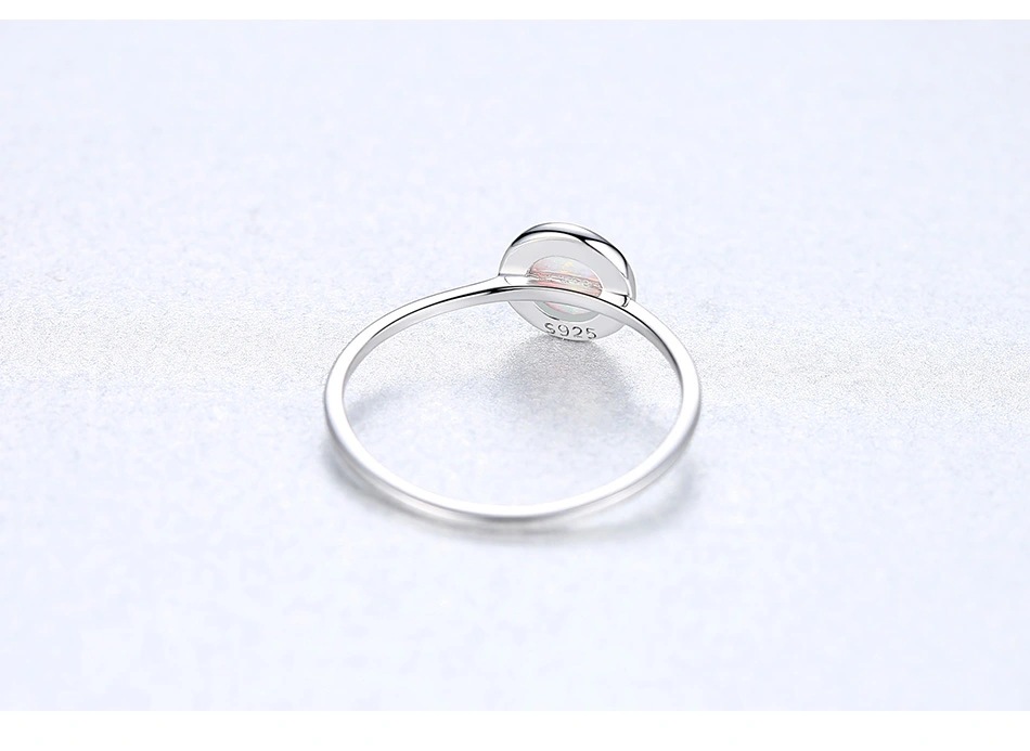 Classic 925 Sterling Silver Circle Opal Finger Rings