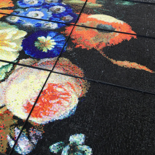Decorativo Pixel Flower Pattern Mural Mosaico de Vidrio Azulejos