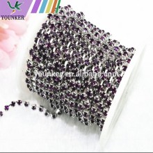 15 FEET 5Yard SS12 3mm Purple Crystal Silver Plated Rhinestone Chain Trims Cup Chain Wedding Garments Decoration YSCHC1027