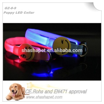Puppy Led pet collar ,dog collar with rubber