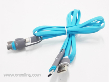 2 in 1 Flat Micro USB To Type-c USB Charging Cable