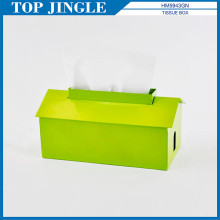 Yellow Metal House Shape Tissue Box